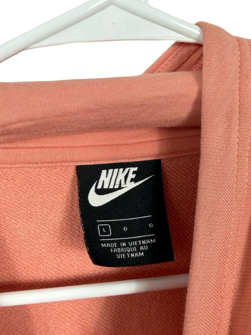 Nike Cowl Neck Hoodie Womens Large Peach Logo Fall Winter Fleece Comfy